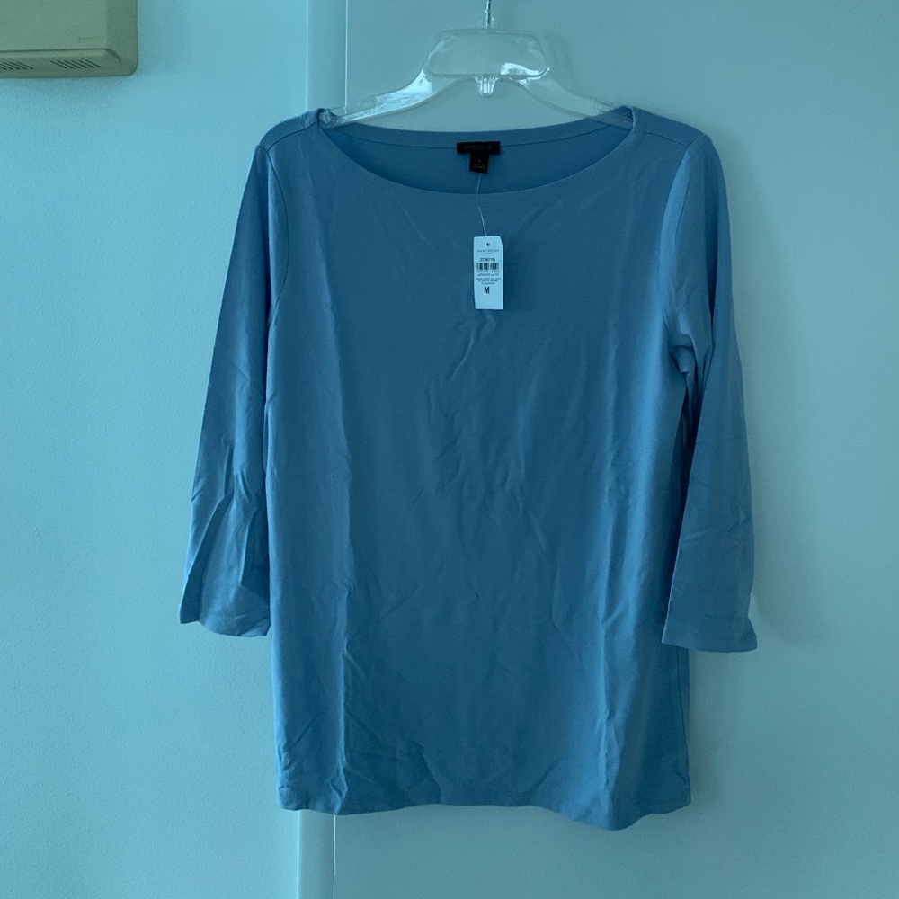 Ann Taylor Factory Boatneck Tee, light blue "Lady Oxford", size M